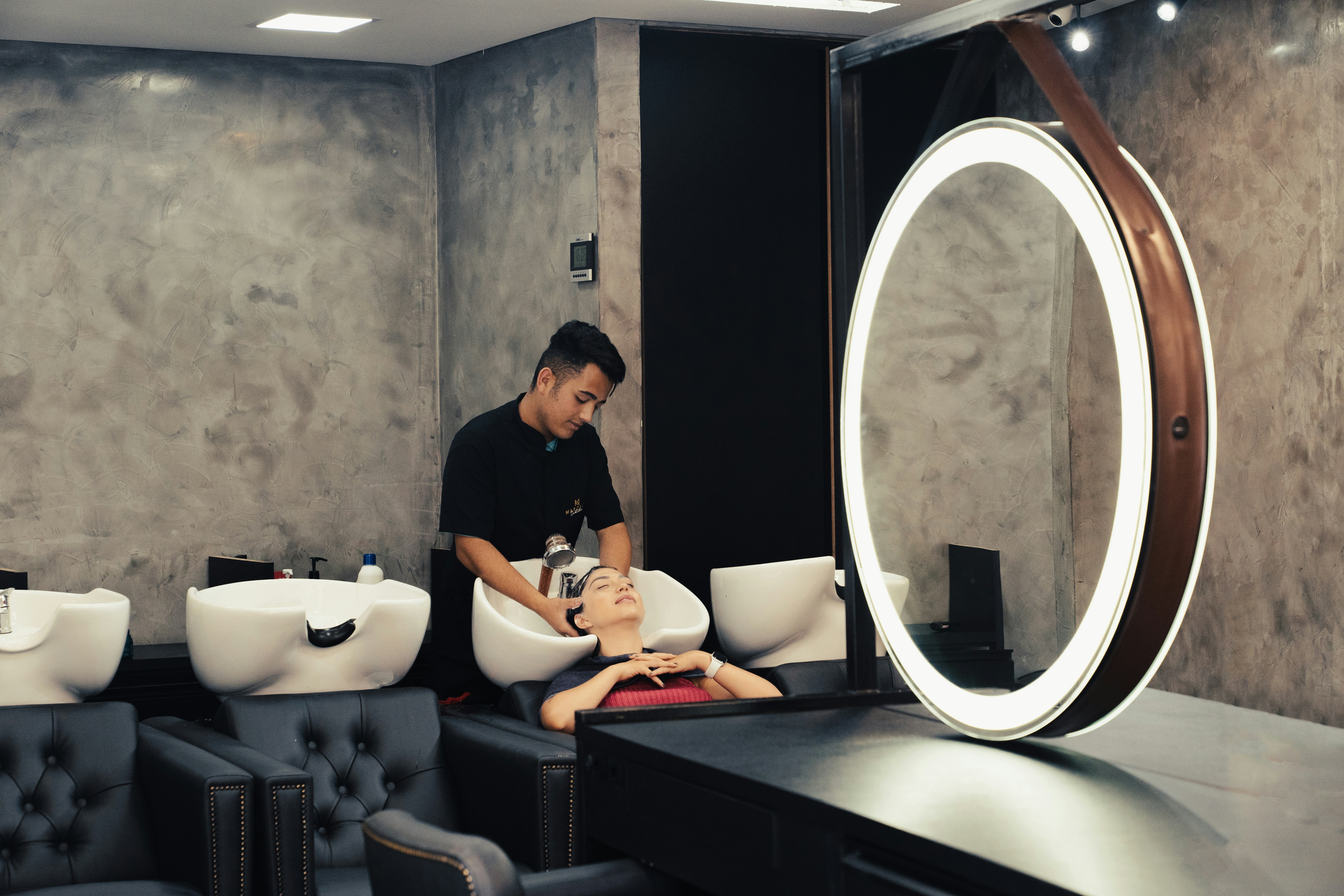 Ferucal salon interior with styling stations